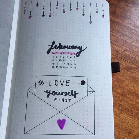 My cover for February in my bullet journal.