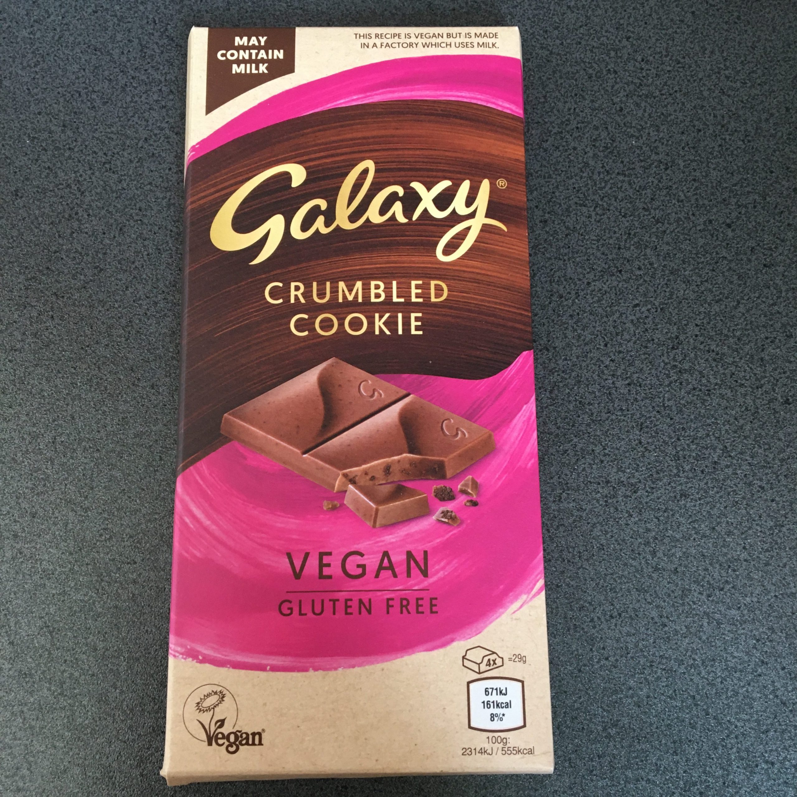 vegan galaxy crumbled cookie chocolate bar